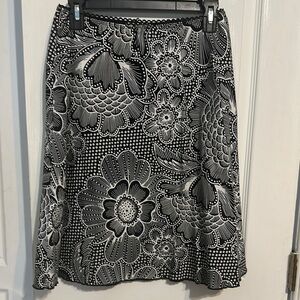 Floral Black and White Women's Skirt